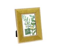 Isaac Jacobs 4x6 Mustard Velvet Picture Frame with Metallic Gold Double Border, Photo Frame, Horizontal & Vertical, Made for Tabletop & Wall Display, for Home and Office (4x6, Mustard with Gold)