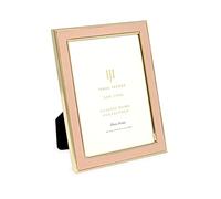 Isaac Jacobs 4x6 Pink Leather with Gold Metal (Vertical & Horizontal) Picture Frame, Suede Border w/Black Fabric Easel, Wall-Mountable, Made For Tabletop, Photo Gallery (4x6, Pink W/Gold)