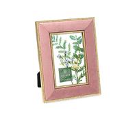Isaac Jacobs 4x6 Pink Velvet Picture Frame with Metallic Gold Double Border, Photo Frame, Horizontal & Vertical, Made for Tabletop & Wall Display, for Home and Office (4x6, Pink with Gold)