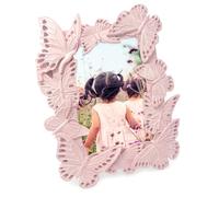 Isaac Jacobs 4x6 Pink Vintage-Inspired Ornate Butterfly Picture Frame, Horizontal & Vertical for Tabletop and Wall Display, Home Décor, Resin Frame (4x6, Pink)