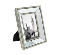 Isaac Jacobs 4x6 Silver Beveled Mirror Picture Frame - Classic Mirrored Frame with Deep Slanted Angle Made for Wall Décor Display, Photo Gallery and Wall Art (4x6, Silver)