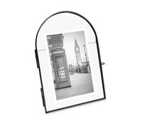 Isaac Jacobs 4x6 Vintage Style, Arched Brass & Glass Metal Floating Picture Frame with Locket Closure (Vertical), Made for Tabletop Display (4x6 Vertical, Black)