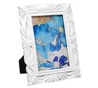 Isaac Jacobs 4x6 White Wave Textured Hand-Crafted Resin Picture Frame with Easel & Hook for Tabletop & Wall Display, Decorative Swirl Design Home Décor, Photo Gallery, Art, More (4x6, White)