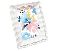 Isaac Jacobs 4x6 White With Blush Ruffle Wave Design Picture Frame