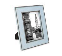 Isaac Jacobs 5x7 Blue w/Brown (Vertical & Horizontal) Double Border Picture Frame w/Black Fabric Easel, Wall-Mountable, Made for Tabletop & Gallery, Home or Office (5x7, Blue W/Brown)