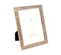 Isaac Jacobs 5x7 Bubblegum w/Gold Metal Glitter (Vertical & Horizontal) Picture Frame, w/Black Fabric Easel, Wall-Mountable, Tabletop, Counterspace, Shelf and Desk (5x7, Bubblegum w/Gold Glitter)