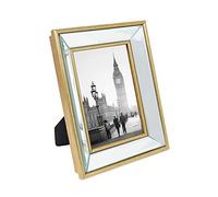 Isaac Jacobs 5x7 Gold Beveled Mirror Picture Frame - Classic Mirrored Frame with Deep Slanted Angle Made for Wall Décor Display, Photo Gallery and Wall Art (5x7, Gold)