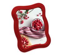 Isaac Jacobs 5x7 Matte Red Curved Deco Frame for Tabletop and Wall Display, Decorative Art, Design, Home Décor, Gift (5x7, Matte Red)