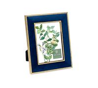 Isaac Jacobs 5x7 Navy Velvet Picture Frame with Metallic Gold Double Border, Photo Frame, Horizontal & Vertical, Made for Tabletop & Wall Display, for Home and Office (5x7, Navy with Gold)