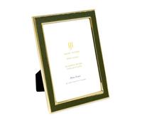 Isaac Jacobs 5x7 Olive Green Leather w/Gold Metal Picture Frame w/Easel