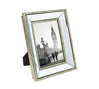 Isaac Jacobs 5x7 Silver Beveled Mirror Picture Frame - Classic Mirrored Frame with Deep Slanted Angle Made for Wall Décor Display, Photo Gallery and Wall Art (5x7, Silver)