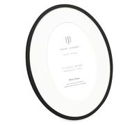 Isaac Jacobs 6x8 (Matted 3.5x5) Black Oval Metal Picture Frame, Classic Photo Frame Made For Tabletop & Hanging Display, Photo Gallery and Wall Art (6x8 (Matted 3.5x5), Black)