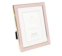 Isaac Jacobs 6x8 (Matted 4x6) Blush Enamel Picture Frame with Gold Metal Edge and Easel, Tabletop Display, Wall Décor, Photo Gallery, (6x8 (Matted 4x6), Blush with Gold)