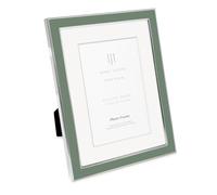 Isaac Jacobs 6x8 (Matted 4x6) Rosemary Green Enamel Picture Frame with Silver Metal Edge and Easel, Tabletop Display, Wall Décor, Photo Gallery, (6x8 (Matted 4x6), Rosemary Green with Silver)