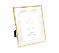 Isaac Jacobs 7x9 (Matted 5x7) Gold Metal Picture Frame, Triple Matted Classic Metal Photo Frame Made For Tabletop & Hanging Display, Photo Gallery and Wall Art (7x9 (Matted 5x7), Gold)