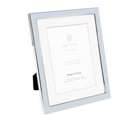Isaac Jacobs 7x9 (Matted 5x7) Light Blue Enamel Picture Frame with Silver Metal Edge and Easel, Tabletop Display, Wall Décor, Photo Gallery, (7x9 (Matted 5x7), Light Blue with Silver)