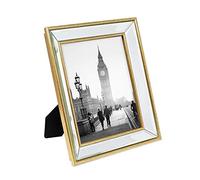 Isaac Jacobs 8x10 Gold Beveled Mirror Picture Frame - Classic Mirrored Frame with Deep Slanted Angle Made for Wall Décor Display, Photo Gallery and Wall Art (8x10, Gold)