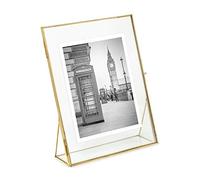 Isaac Jacobs 8x10 Gold Vertical Floating Photo Frame ClaspLock&Angled Base