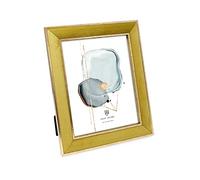 Isaac Jacobs 8x10 Mustard Velvet Picture Frame with Metallic Gold Double Border, Photo Frame, Horizontal & Vertical, Made for Tabletop & Wall Display, for Home and Office (8x10, Mustard)