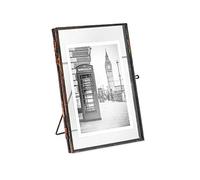 Isaac Jacobs Brass and Floating Glass with Sliding Frame Locket Closure, Glass and Metal, Antique Bronze, 4x6