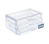 Isaac Jacobs Clear Acrylic 3-Drawer Stackable Jewelry Organizer, Cosmetic & Makeup Case with 3-Drawer Trays, Made for Bedroom, Bathroom, Countertop & Dresser