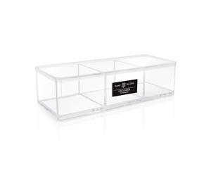 Isaac Jacobs Clear Acrylic 3 Section Organizer- Three Compartment Drawer Tray and Storage Solution for Office Bathroom Kitchen Supplies