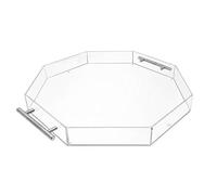 Isaac Jacobs Clear Octagon Acrylic Serving Tray (18x18) with Silver Metal Handles, Spill-Proof, Stackable Organizer, Food & Drinks Server, Lucite Storage (18x18 Octagon, Clear with Silver Handle)