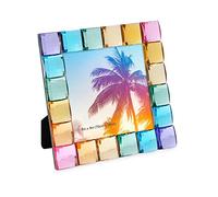 Isaac Jacobs Decorative Sparkling Jewel Picture Frame, Photo Display & Home Décor (4x4, Rainbow)