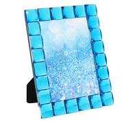 Isaac Jacobs Decorative Sparkling Turquoise Jewel Picture Frame, Photo Display & Home Décor (4x6, Turquoise)
