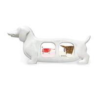 Isaac Jacobs Double 2x2 Resin Sentiments Dog Shaped Picture Frame, Photo Gift for Pet Puppy, Tabletop, Desktop & Wall Display (2x2, White)