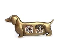 Isaac Jacobs Double 2x2 Resin Sentiments Dog Shaped Picture Frame, Photo Gift for Pet Puppy, Tabletop, Desktop & Wall Display (2x2, Gold)