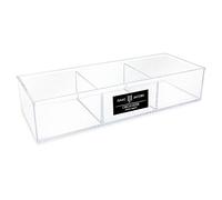 Isaac Jacobs Large 3-Compartment Acrylic Stackable Organizer (12.9" L x 5" W x 2.7" H), Multi-Sectional Tray & Storage Solution for Makeup, Craft Supplies, Bathroom, Kitchen, Office (Clear)
