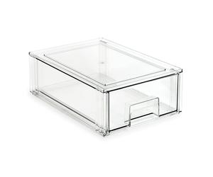 Isaac Jacobs Medium Stackable Organizer Drawer 125 x 83 x 41 Clear Plastic Storage Box PullOut Bin Home Offic