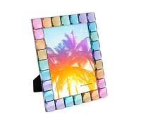 Isaac Jacobs Sparkling Decorative Photo Frame with Jewelry Photo Display and Home Decor (5x7 Inch, Rainbow)