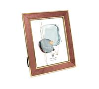 Isaac Jacobs Velvet Picture Frame with Metallic Gold Double Border, Photo Frame, Horizontal & Vertical, Made for Tabletop & Wall Display, for Home and Office (8x10, Terracotta)