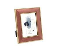 Isaac Jacobs Velvet Picture Frame with Metallic Gold Double Border, Photo Frame, Horizontal & Vertical, Made for Tabletop & Wall Display, for Home and Office (5x7, Terracotta)