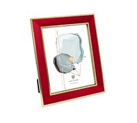 Isaac Jacobs Velvet Picture Frame with Metallic Gold Double Border, Photo Frame, Horizontal & Vertical, Made for Tabletop & Wall Display, for Home and Office (8x10, Red)