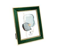 Isaac Jacobs Velvet Picture Frame with Metallic Gold Double Border, Photo Frame, Horizontal & Vertical, Made for Tabletop & Wall Display, for Home and Office (8x10, Green)
