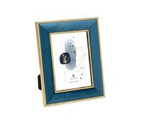 Isaac Jacobs Velvet Picture Frame with Metallic Gold Double Border, Photo Frame, Horizontal & Vertical, Made for Tabletop & Wall Display, for Home and Office (5x7, Teal)