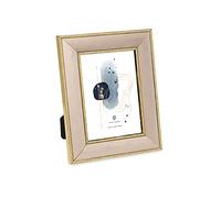 Isaac Jacobs Velvet Picture Frame with Metallic Gold Double Border, Photo Frame, Horizontal & Vertical, Made for Tabletop & Wall Display, for Home and Office (5x7, Sand)