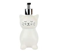 Isaac Jacobs White Ceramic Cat, Liquid Soap Pump/Lotion Dispenser with Chrome Metal Pump (Holds Up to 12 Oz) - Great for Bathroom, Kitchen Countertop, Bath Accessory (Cat)