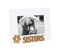 Isaac Jacobs White Wood Sentiments “Sisters” Picture Frame, 4x6 inch, Photo Gift for Family, Display on Tabletop, Desk