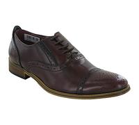 Isaac Mens PU Lace Up Oxford Brogue Shoes Brown