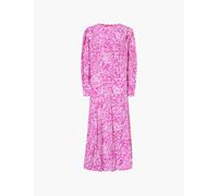 Isabel Marant Womens Fuchsia/white Hanane Abstract-print Puff-shoulder Stretch-silk Maxi Dress 12