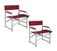 Isabella Directors Portable Folding Camping Chair With Side Table (Red) PAIR