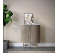 Isabella Grey Mini 2 Door Fluted Curved Sideboard with White Marble Top - 65cm