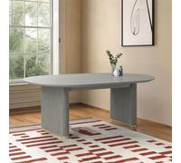 Isabella Grey Oval Fluted Dining Table - 8 Seater - 200cm - White Marble Top