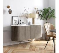 Isabella Grey Sideboard - Large 2 Door Curved Fluted - 145cm - White Marble Top