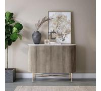 Isabella Grey Small 2 Door Fluted Curved Sideboard with White Marble Top - 100cm
