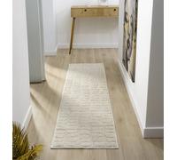 Desire Rugs Isabella Living Room Area Rugs - Embossed Cobble Design in Cream | Size: 60 cm x 220 cm Desire Rugs Cream 60 cm x 220 cm